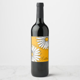 Etiqueta Para Botella De Vino Tendencia del arte inky de Daisy Naranja