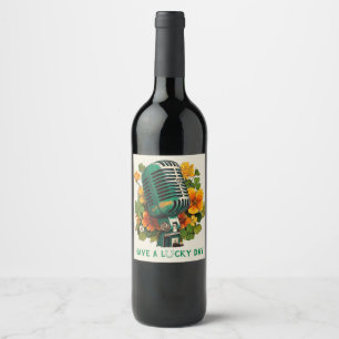 Etiqueta Para Botella De Vino Tenga un día afortunado: arte musical del día de S