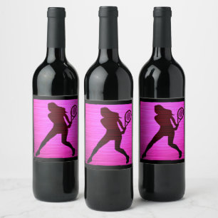 Etiqueta Para Botella De Vino Tennis Pink