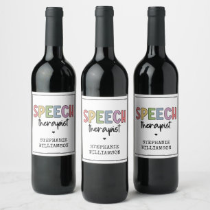 Etiqueta Para Botella De Vino Terapia del habla del patólogo del personalizado S