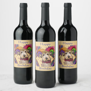 ETIQUETA PARA BOTELLA DE VINO TERRIER AIREDALE