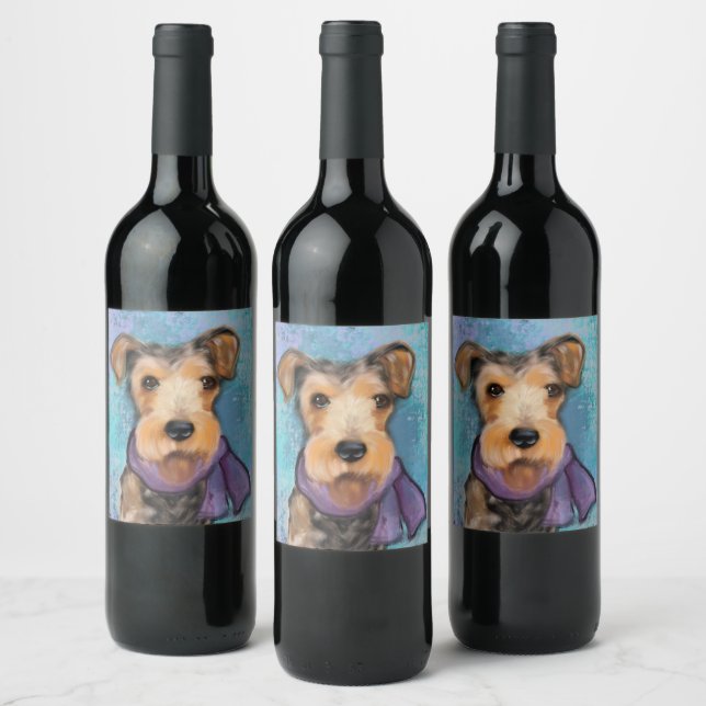 Etiqueta Para Botella De Vino Terrier Airedale (Botellas)
