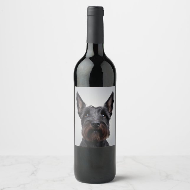 Etiqueta Para Botella De Vino Terrier escocés (Anverso)