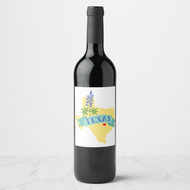 Etiqueta Para Botella De Vino Texas (Anverso)