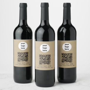Etiqueta Para Botella De Vino Texto de código QR del logotipo de la empresa Kraf