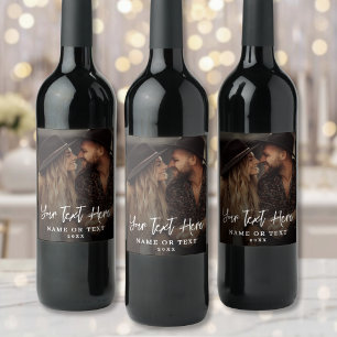 Etiqueta Para Botella De Vino Texto de secuencia de comandos personalizada Foto 
