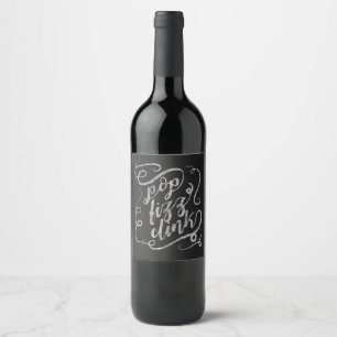 Etiqueta Para Botella De Vino Texto de tablón de papel negro, pop, zumbido, etiq