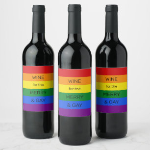 Etiqueta Para Botella De Vino Texto del personalizado Bandera arco iris