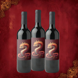 Etiqueta Para Botella De Vino The golden serpent dragon. 