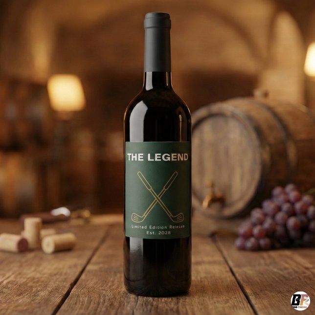 Etiqueta Para Botella De Vino THE LEGEND Green & Gold Golf (Subido por el creador)