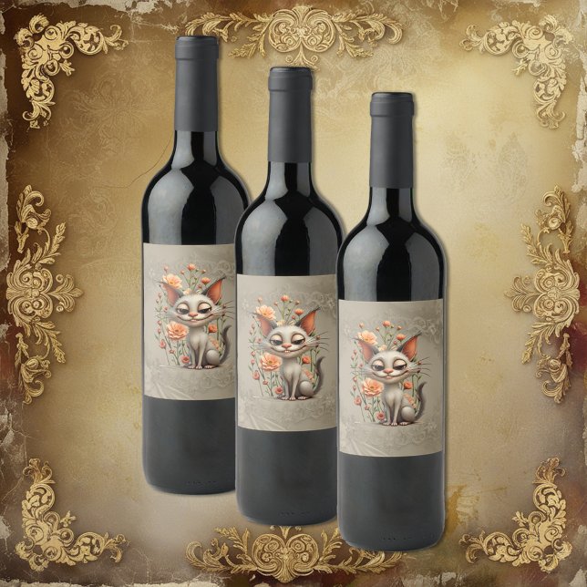 Etiqueta Para Botella De Vino The mischievous cat  (Subido por el creador)