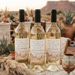 Etiqueta Para Botella De Vino The Watercolor Desert Range Wedding Suite -