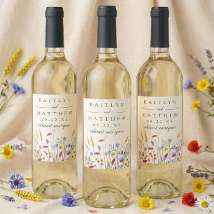 Etiqueta Para Botella De Vino The Wildflower Meadow Wedding Suite -