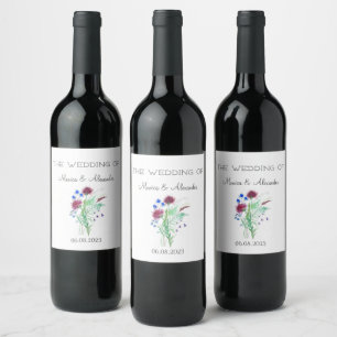 Etiqueta Para Botella De Vino Thistle Floral Scottish Watercolor Wedding Party
