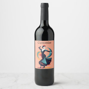 Etiqueta Para Botella De Vino Thunder_Cove, bailarina de flamenco