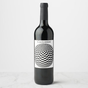 Etiqueta Para Botella De Vino Thunder_Cove de globo de contraste negro/blanco
