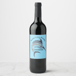 Etiqueta Para Botella De Vino Thunder_Cove, pez espada que salta