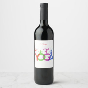 Etiqueta Para Botella De Vino Thunder_Cove: Siluetas de yoga envenenadas