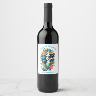 Etiqueta Para Botella De Vino Thunder_Cove, Sirena Tropical