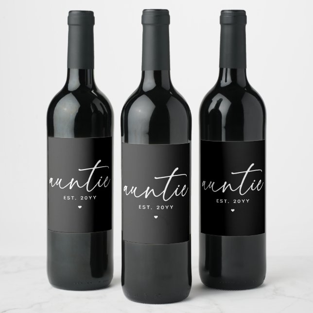Etiqueta Para Botella De Vino Tía Nueva Tía Establecida Elegante (Botellas)
