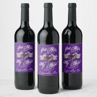 Etiqueta Para Botella De Vino Tienes Mi Corazón Rosa Personalizado