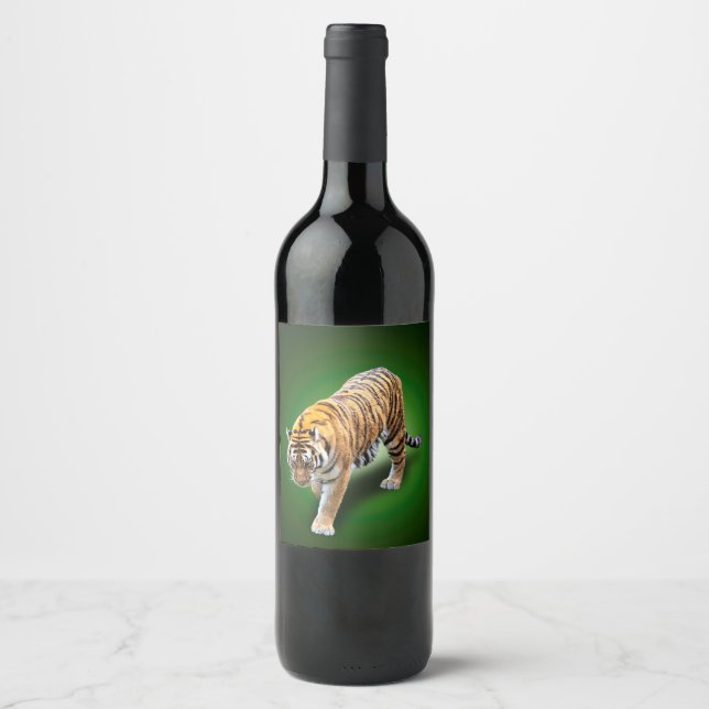 ETIQUETA PARA BOTELLA DE VINO TIGER EN SU DIRECCIÓN (Anverso)
