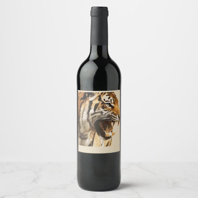 Etiqueta Para Botella De Vino tigre (Anverso)
