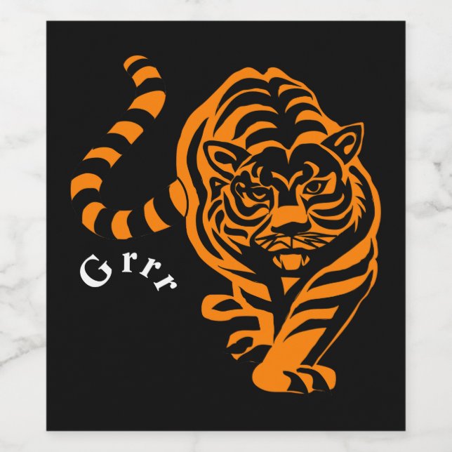 Etiqueta Para Botella De Vino Tigre (Etiqueta única)