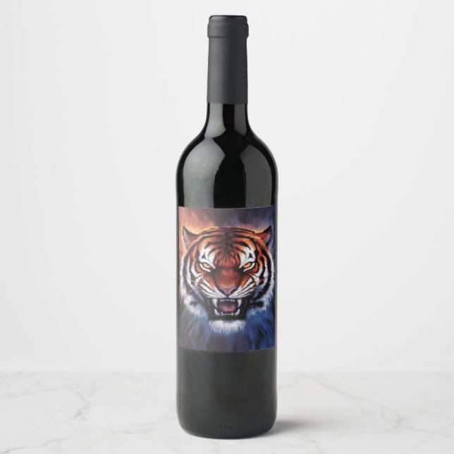 Etiqueta Para Botella De Vino tigre (Anverso)