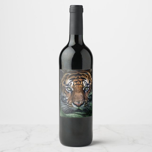 Etiqueta Para Botella De Vino Tigre de Bengala (Anverso)