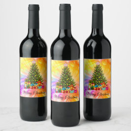 Etiqueta Para Botella De Vino Típico, colorido, Navidades