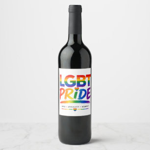 Etiqueta Para Botella De Vino Tipografía Arcoíris del Orgullo LGBT