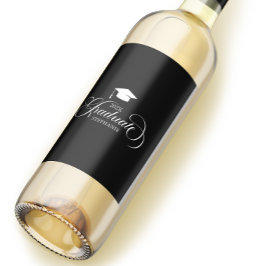 Etiqueta Para Botella De Vino Tipografía de escritura blanca elegante para gradu