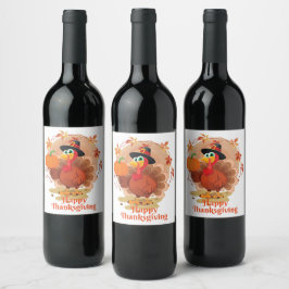 Etiqueta Para Botella De Vino Tipografía de Feliz Día de Acción de Gracias Etiqu