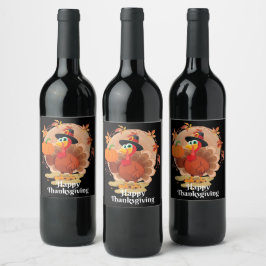 Etiqueta Para Botella De Vino Tipografía de Feliz Día de Acción de Gracias Etiqu