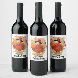 Etiqueta Para Botella De Vino Tipografía de Feliz Día de Acción de Gracias Etiqu