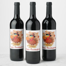 Etiqueta Para Botella De Vino Tipografía de Feliz Día de Acción de Gracias Etiqu