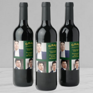 Etiqueta Para Botella De Vino Tipografía minimalista 3 Foto Graduación