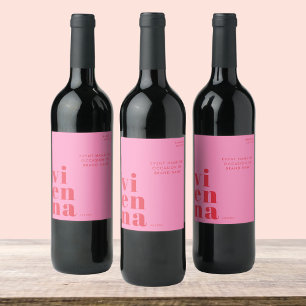 Etiqueta Para Botella De Vino tipografía roja rosa Viena Austria