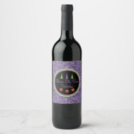 Etiqueta Para Botella De Vino Tirar las brujas de los dados Morado Esparkle Bunc
