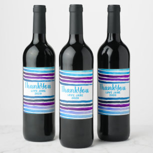 Etiqueta Para Botella De Vino Tiras azules, bonita etiqueta de vino color agua