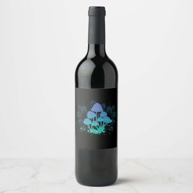 Etiqueta Para Botella De Vino Toadstools en Bushes (Anverso)