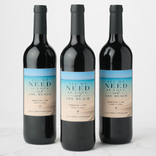 Etiqueta Para Botella De Vino Todo lo que Necesitamos es Amor Favor de Boda en l