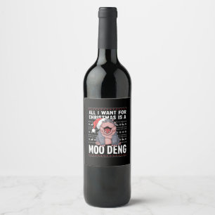 Etiqueta Para Botella De Vino Todo lo que quiero para los Navidades es un Moo De