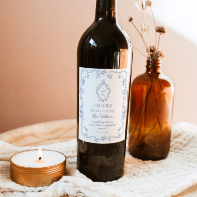 Etiqueta Para Botella De Vino Toile de Jouy Vintage marco cresta Despedida de so (Subido por el creador)