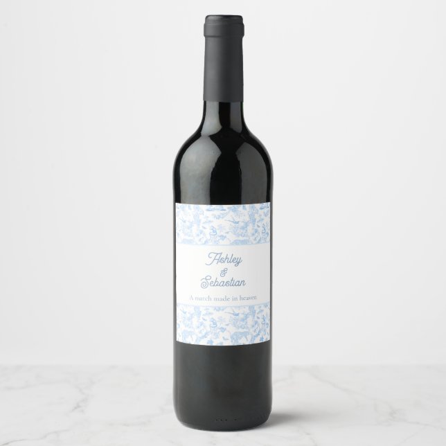 Etiqueta Para Botella De Vino Toile Preppy Jungle Chinoiserie (Anverso)