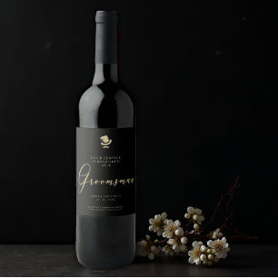 Etiqueta Para Botella De Vino Top Hat Groomsman Chic Wedding Minimalist Proposal
