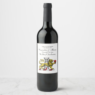 Etiqueta Para Botella De Vino Torre del León Emblema de la Cresta de la Fleur de