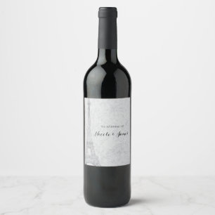 Etiqueta Para Botella De Vino Torre Eiffel de París Vino Elegante Boda Vintage