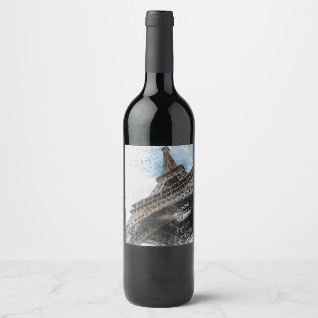 Etiqueta Para Botella De Vino Torre Eiffel, París, Francia (Anverso)